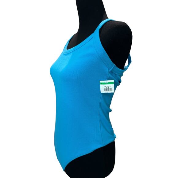 New ~ ELODIE ~  Blue Ribbed Cami Style Bodysuit Size Large - Picture 2 of 5